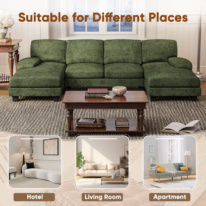 Furmax U Shaped Sectional Sofa Couch with Double Chaise for Apartments