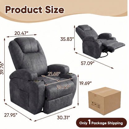 Furmax 360° Massage Swivel Rocker Recliner Single Manual Reclining Chair Sofa Modern Small Recliner Chair for Living Room,Nursery