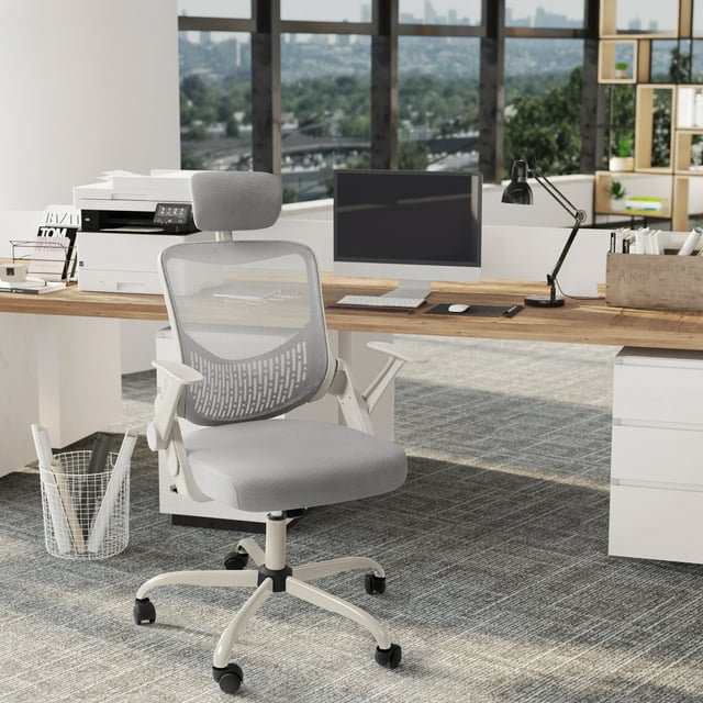 Furmax Office Chair with Lumbar Support Breathable Mesh Ergonomic Office Chair Adjustable Height Computer Chair with Armrests & Casters