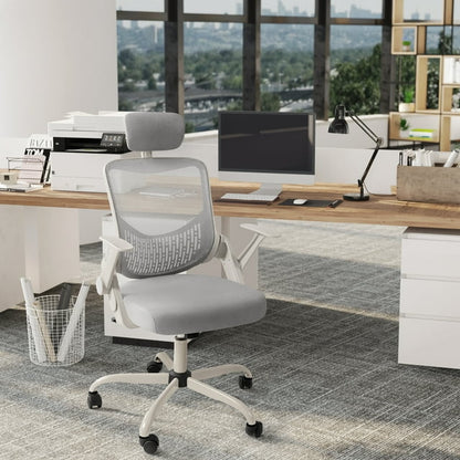 Furmax Office Chair with Lumbar Support Breathable Mesh Ergonomic Office Chair Adjustable Height Computer Chair with Armrests & Casters