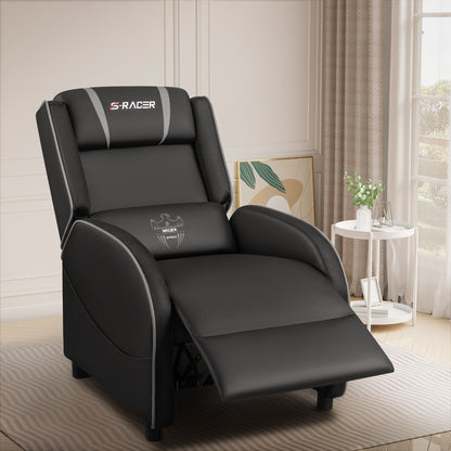 Furmax RGB LED Lights Gaming Massage Recliner Chair Racing Style Single Living Room Sofa Ergonomic Home Theater Seating with Massage Lumbar Support