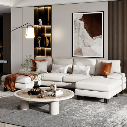 Furmax U-Shaped Sectional Sofa with Chaise, 4 Seats Chenille Fabric Sofa for Living room