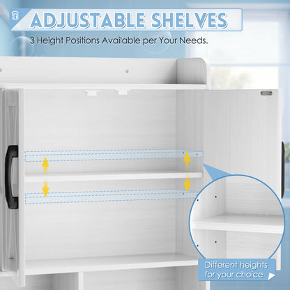 Furmax Farmhouse Style Over The Toilet Storage Cabinet with Barn Doors, Space Saver with Toilet Paper Holder for Bathroom and Restroom