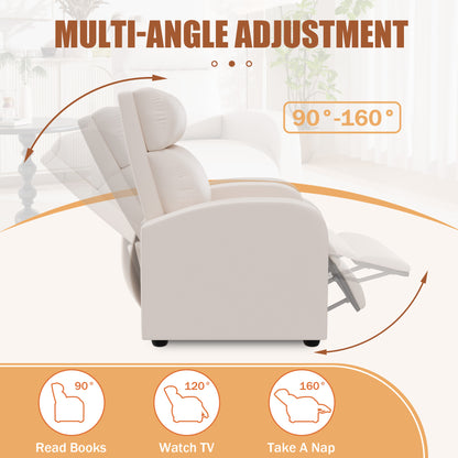 Furmax Recliner Chair Pu Leather Single Sofa Home Theater Recliners with Lumbar Support for Living Room