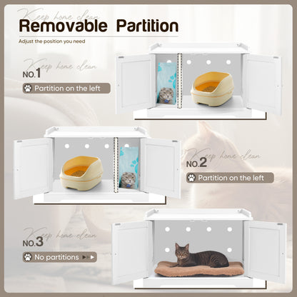 Furmax Hidden Litter Box with Removable Divider Multi-Functional Cat Litter Box Enclosed Cat Washroom Furniture