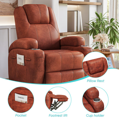 Furmax Power Lift Leathaire Fabric Recliner Chair Massage Recliner Sofa for Bedroom