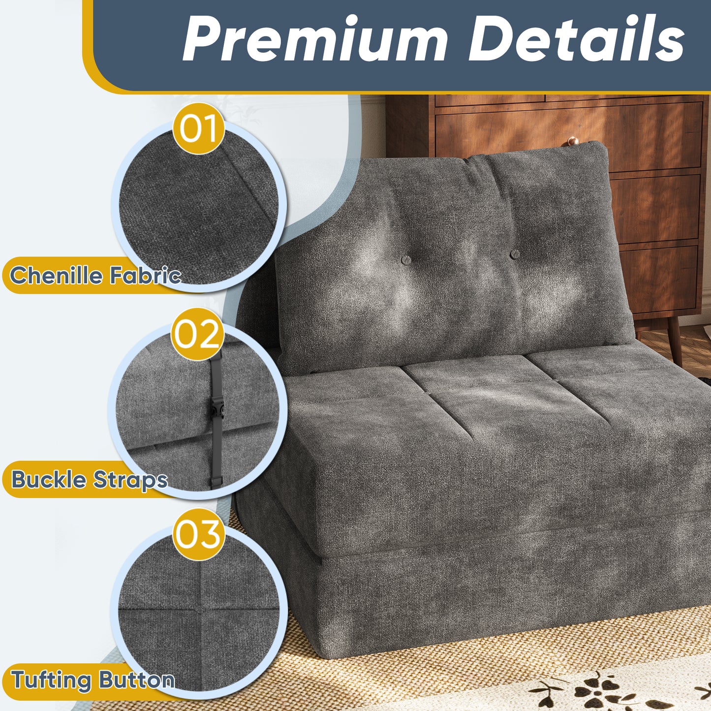 Furmax Futon Sofa Bed Folding Sofa Couch for Bedroom , Living Room