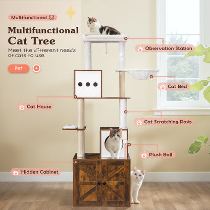 FURMAX Cat Tree for All Indoor Cats Large Cat Tower Condo with Sisal Scratching Post