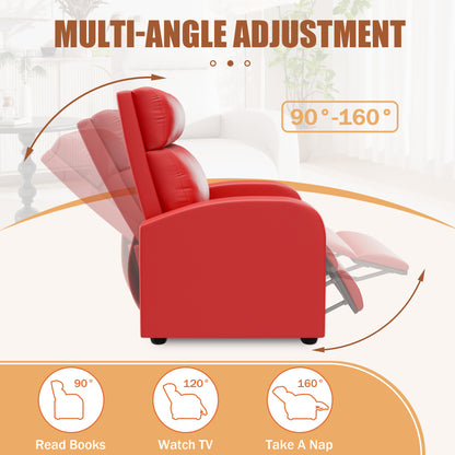 Furmax Recliner Chair Pu Leather Single Sofa Home Theater Recliners with Lumbar Support for Living Room