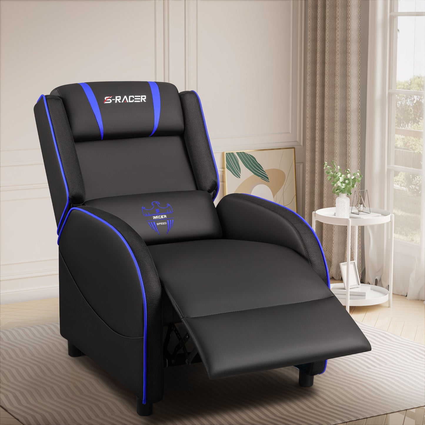 Furmax RGB LED Lights Gaming Massage Recliner Chair Racing Style Single Living Room Sofa Ergonomic Home Theater Seating with Massage Lumbar Support