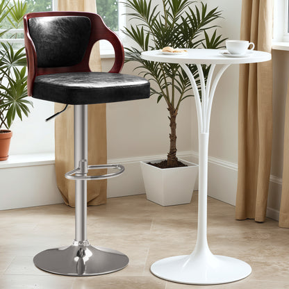 Furmax Bar stools PU Leather Modern Double Material Armless Chairs with Footrest Adjustable Barstool with Back for Kitchen Living Room Pub