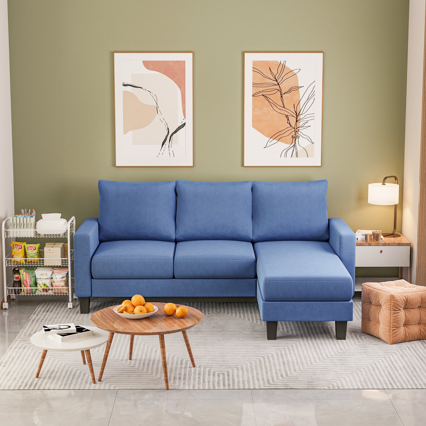 Furmax 70" Convertible Sectional Sofa Couch 3-Seat L-Shaped Small Sofa Couch with Reversible Chaise for Small Living Room, Apartment and Small Space
