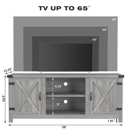 Furmax Barn Door TV Stand Media Console Center Industrial Style for TVs up to 65",