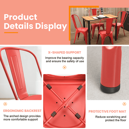 Furmax Set of 4 Metal Dining Chairs