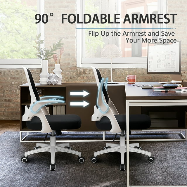 Furmax Home Office Chair Mesh Computer Chair Ergonomic Task Desk Chairs with Flip-up Arms and Adjustable Height