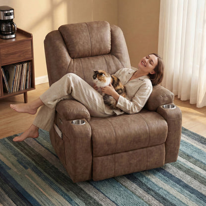 Furmax 360° Massage Swivel Rocker Recliner Single Manual Reclining Chair Sofa Modern Small Recliner Chair for Living Room,Nursery