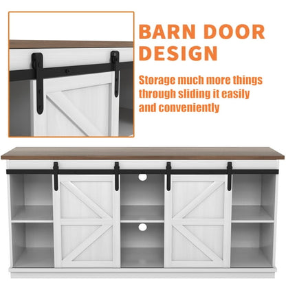 Furmax Modern Farmhouse Barn Door TV Stand for TVs up to 65"