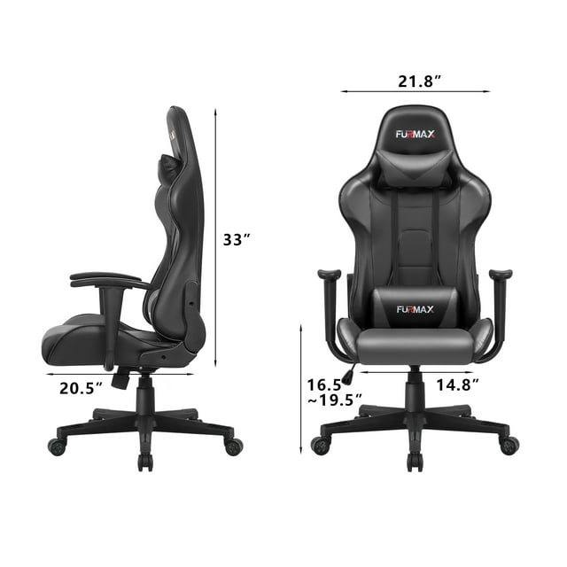 Furmax High-Back Gaming Office Chair Ergonomic Racing Style Adjustable Height Executive Computer Chair with Adjustable Headrest and Lumbar Pillow