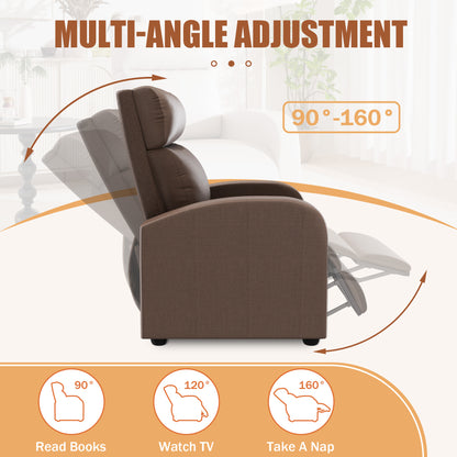 Furmax Recliner Chair Pu Leather Single Sofa Home Theater Recliners with 2 Point Massage Function for Living Room