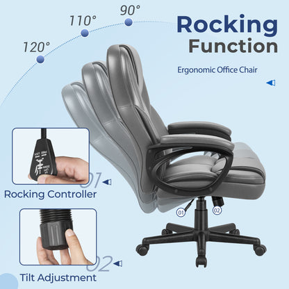 Furmax High-back Executive Office Chair With Lumbar Support Height Adjustable Swivel Seat PU Leather