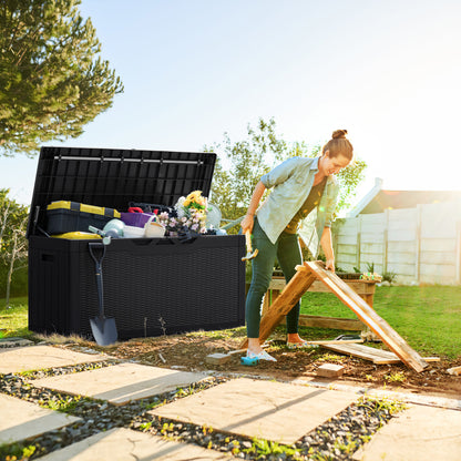 Furmax 100 Gallon Patio Lockable Storage Box, Indoor Outdoor Large Size Resin Deck Container,