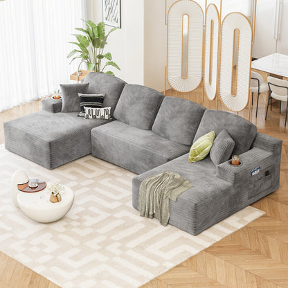 Furmax U-Shaped Structure 141" Boneless Modular Sectional Sofa Cloud-Like Softness No Assembly Effort Needed with Plush Deep Seating for Living Room Bedroom Decor