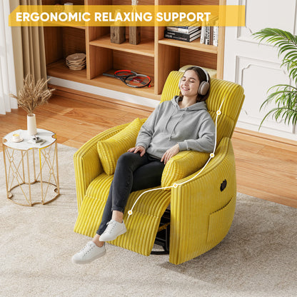 Furmax 360° Swivel Recliner Power Massage Rocker Chair Adult Glider Rocker with 2 Comfy Pillows for Nursery