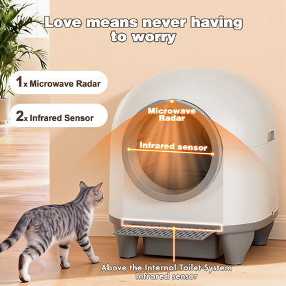 Furmax Self Cleaning cat Litter Box with Mat,Automatic Cat Litter Box for Multiple Cats with Safety Protection and App Control,A Complimentary Garbage Bag