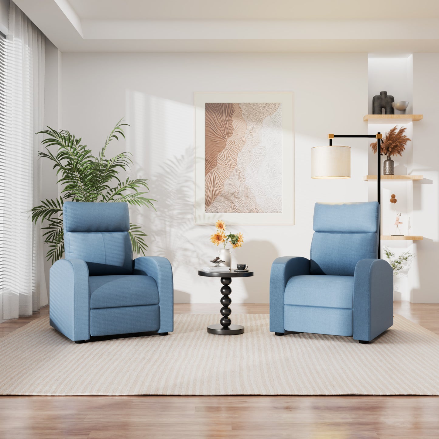 Furmax Recliner Chair Pu Leather Single Sofa Home Theater Recliners with Lumbar Support for Living Room