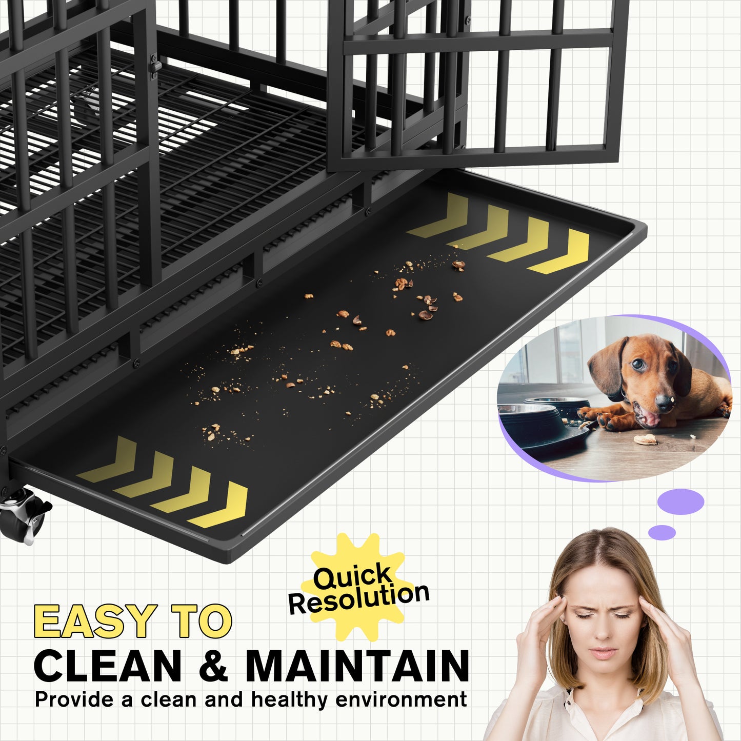 Furmax Heavy Duty Dog Crate with Removable Tray Large Dog Kennel Heavy Duty Dog Crate cage with Wheels