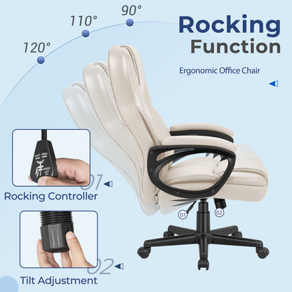 Furmax High-back Executive Office Chair With Lumbar Support Height Adjustable Swivel Seat PU Leather
