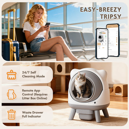 Furmax Automatic Self-Cleaning Cat Litter Box, Smart APP Control & Hands-Free Operation for Multiple Cats, All-Inclusive Bundle with Mat & Waste Bags