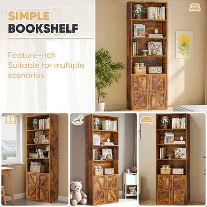 Furmax 4 Shelf Wood Bookcase for Living Room Small Modern Farmhouse