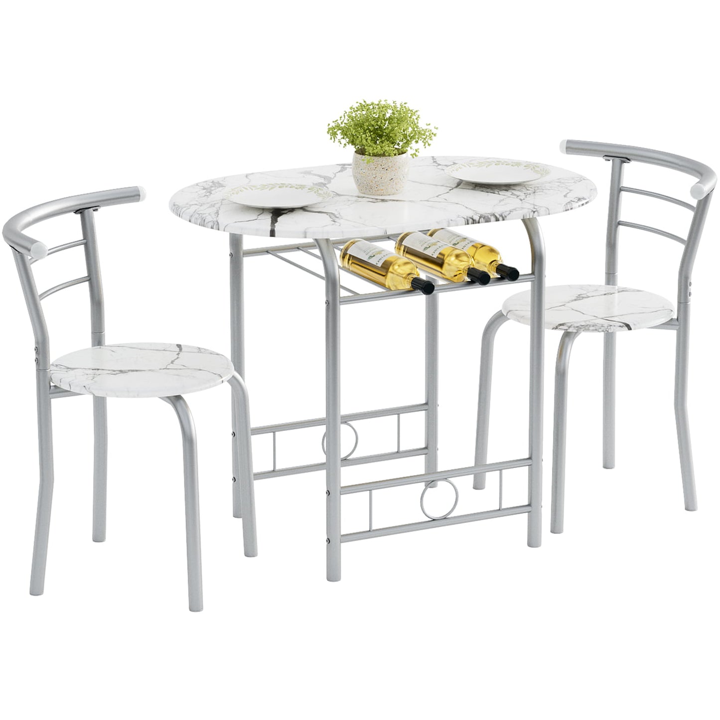 Furmax 3 Piece Wood and Metal Dining set, Small dining table for 2 ,for Living Room, Dining Room, Kitchen