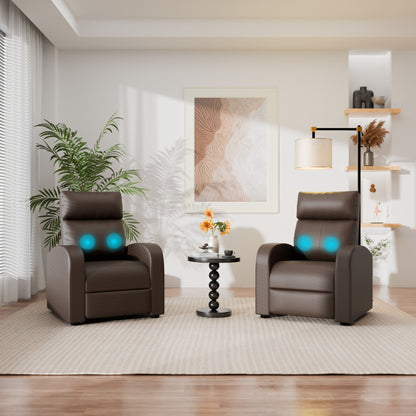 Furmax Recliner Chair Pu Leather Single Sofa Home Theater Recliners with 2 Point Massage Function for Living Room