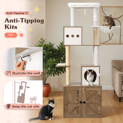 FURMAX Cat Tree for All Indoor Cats Large Cat Tower Condo with Sisal Scratching Post