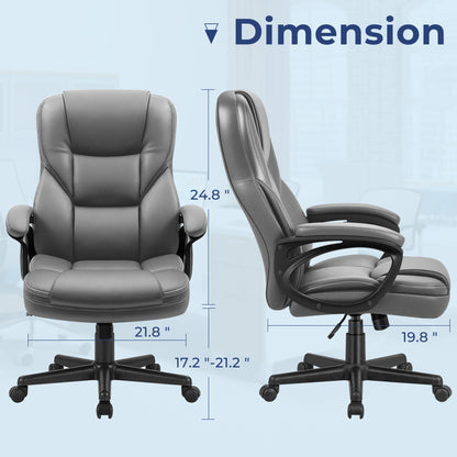 Furmax High-back Executive Office Chair With Lumbar Support Height Adjustable Swivel Seat PU Leather