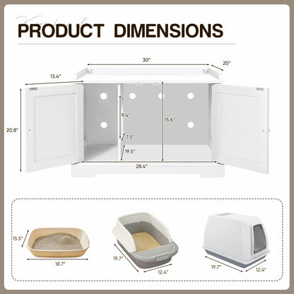 Furmax Hidden Litter Box with Removable Divider Multi-Functional Cat Litter Box Enclosed Cat Washroom Furniture