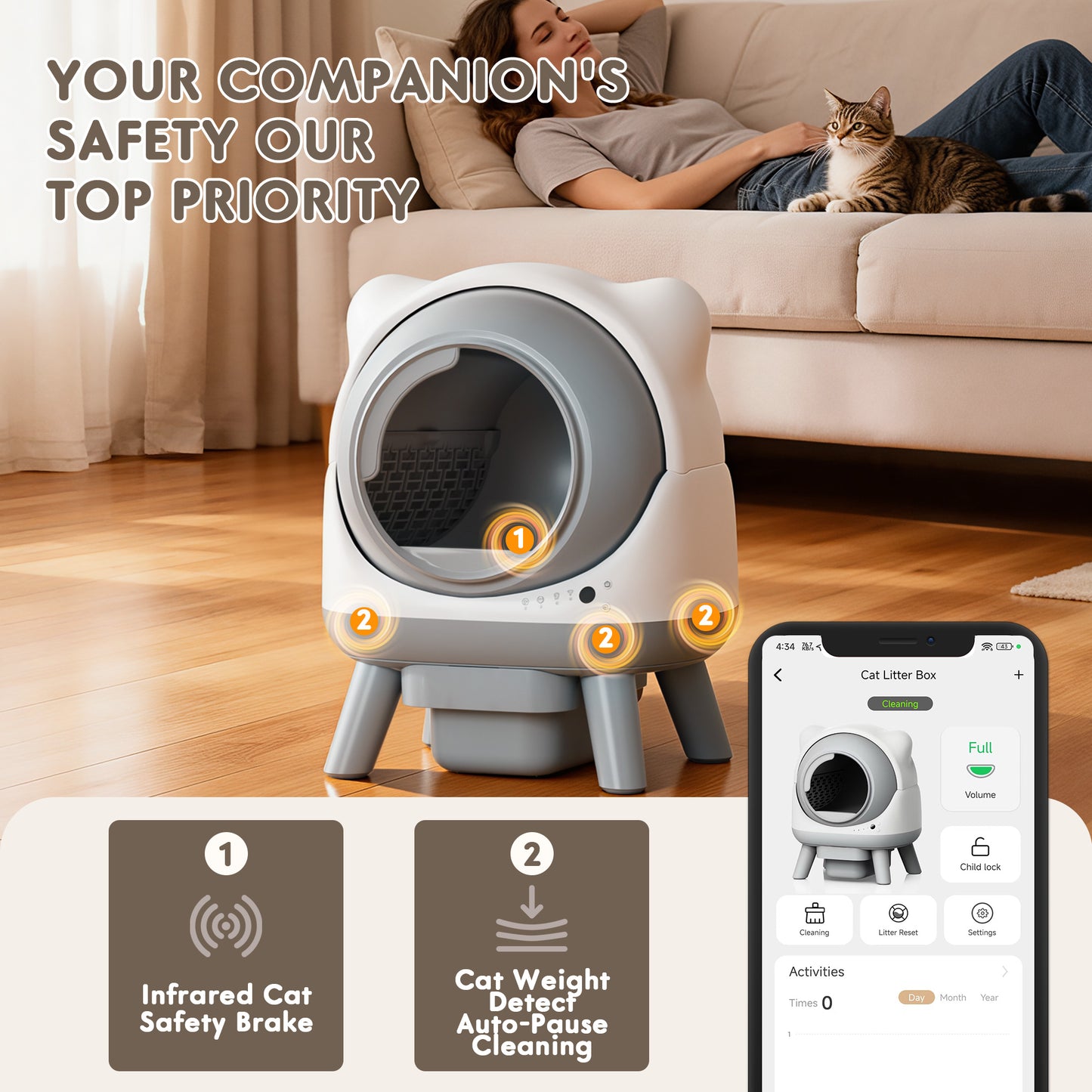 Furmax Automatic Self-Cleaning Cat Litter Box, Smart APP Control & Hands-Free Operation for Multiple Cats, All-Inclusive Bundle with Mat & Waste Bags