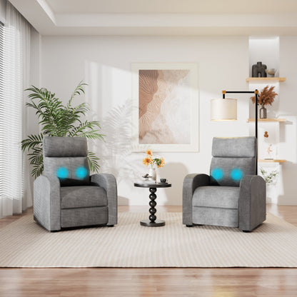 Furmax Recliner Chair Pu Leather Single Sofa Home Theater Recliners with 2 Point Massage Function for Living Room