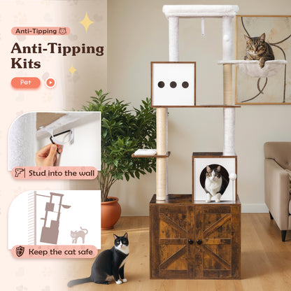 FURMAX Cat Tree for All Indoor Cats Large Cat Tower Condo with Sisal Scratching Post