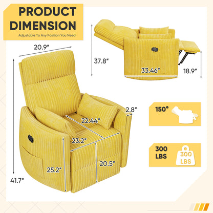 Furmax 360° Swivel Recliner Power Massage Rocker Chair Adult Glider Rocker with 2 Comfy Pillows for Nursery
