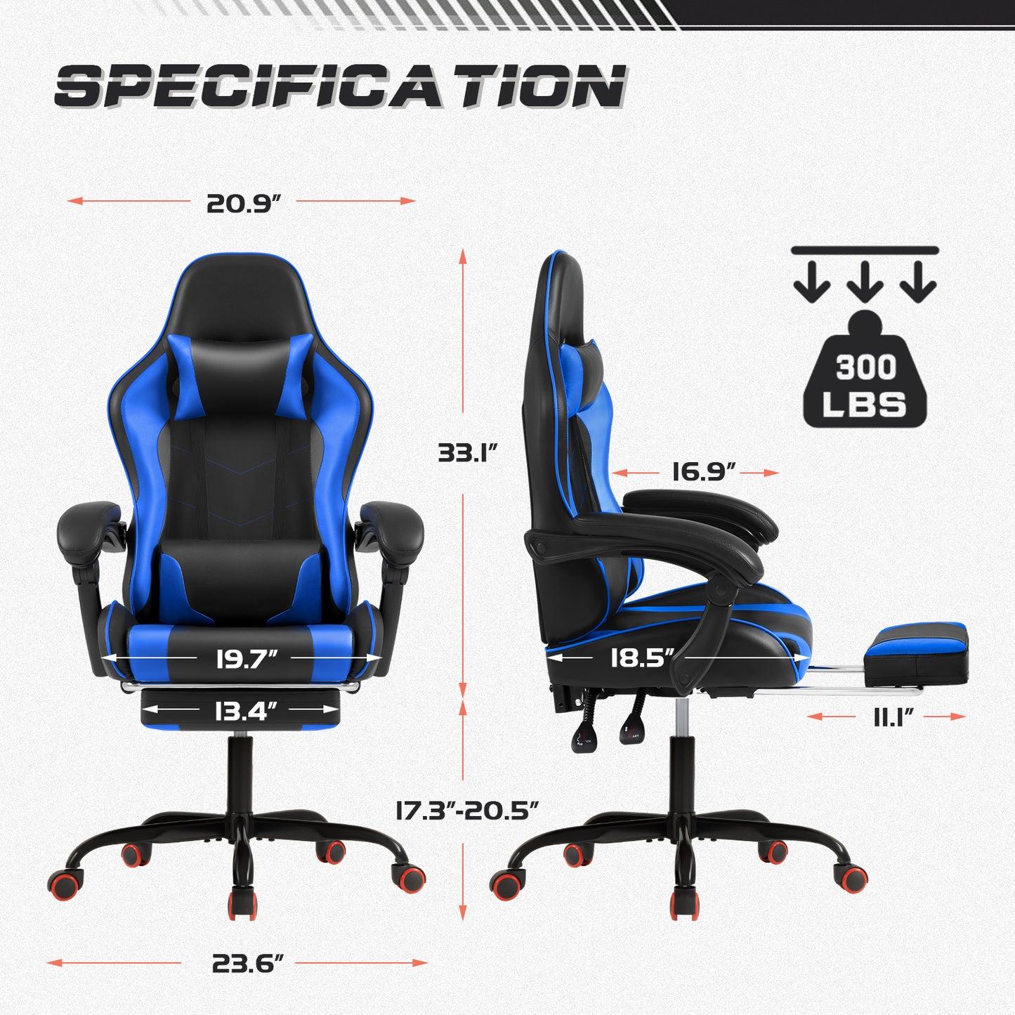 Furmax High Back Massage Gaming Chair with Footrest PU Leather Racing Computer Chair with Lumbar Support Ergonomic Office Chairs, White