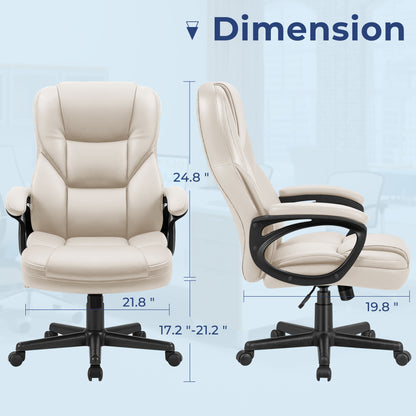 Furmax High-back Executive Office Chair With Lumbar Support Height Adjustable Swivel Seat PU Leather