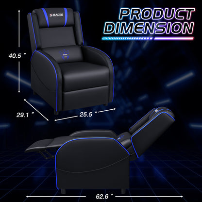 Furmax RGB LED Lights Gaming Massage Recliner Chair Racing Style Single Living Room Sofa Ergonomic Home Theater Seating with Massage Lumbar Support