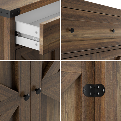 Furmax Modern Farmhouse Storage Cabinet, Wood Kitchen Buffet Sideboard with Drawer and Shelf