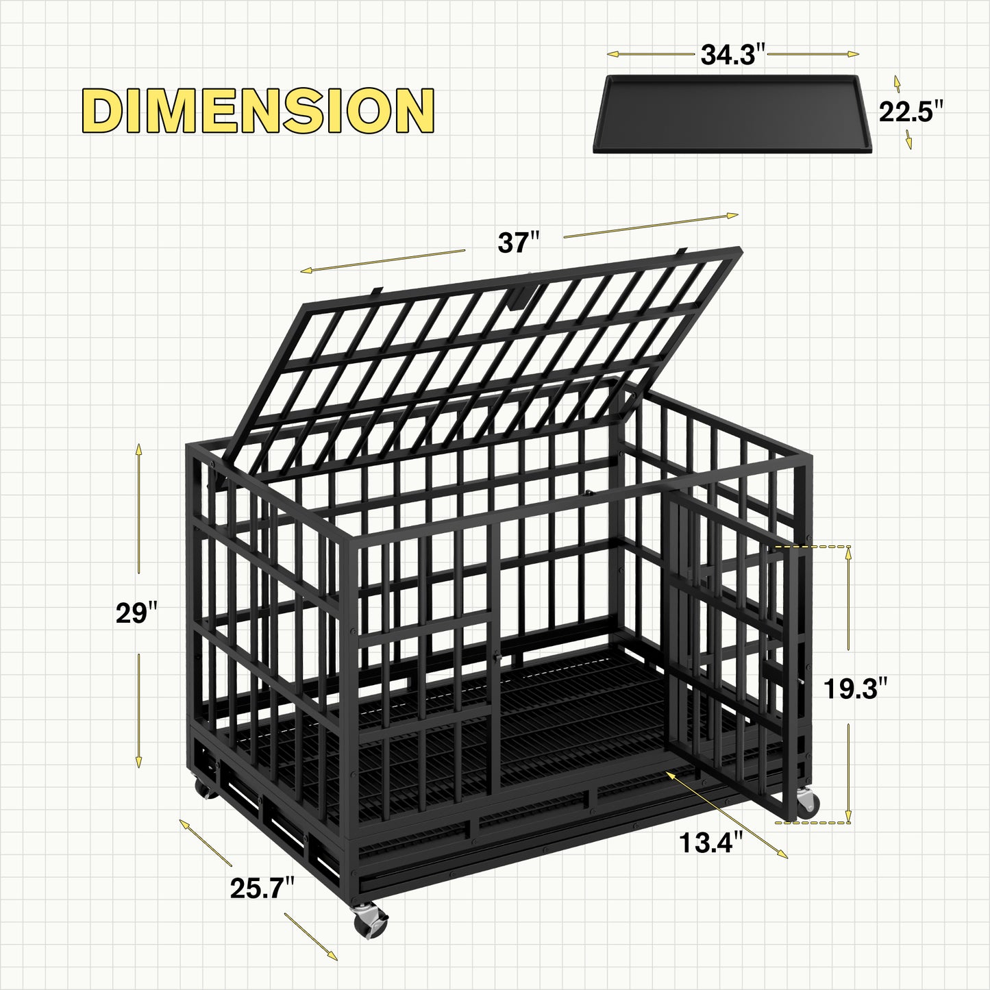 Furmax Heavy Duty Dog Crate with Removable Tray Large Dog Kennel Heavy Duty Dog Crate cage with Wheels