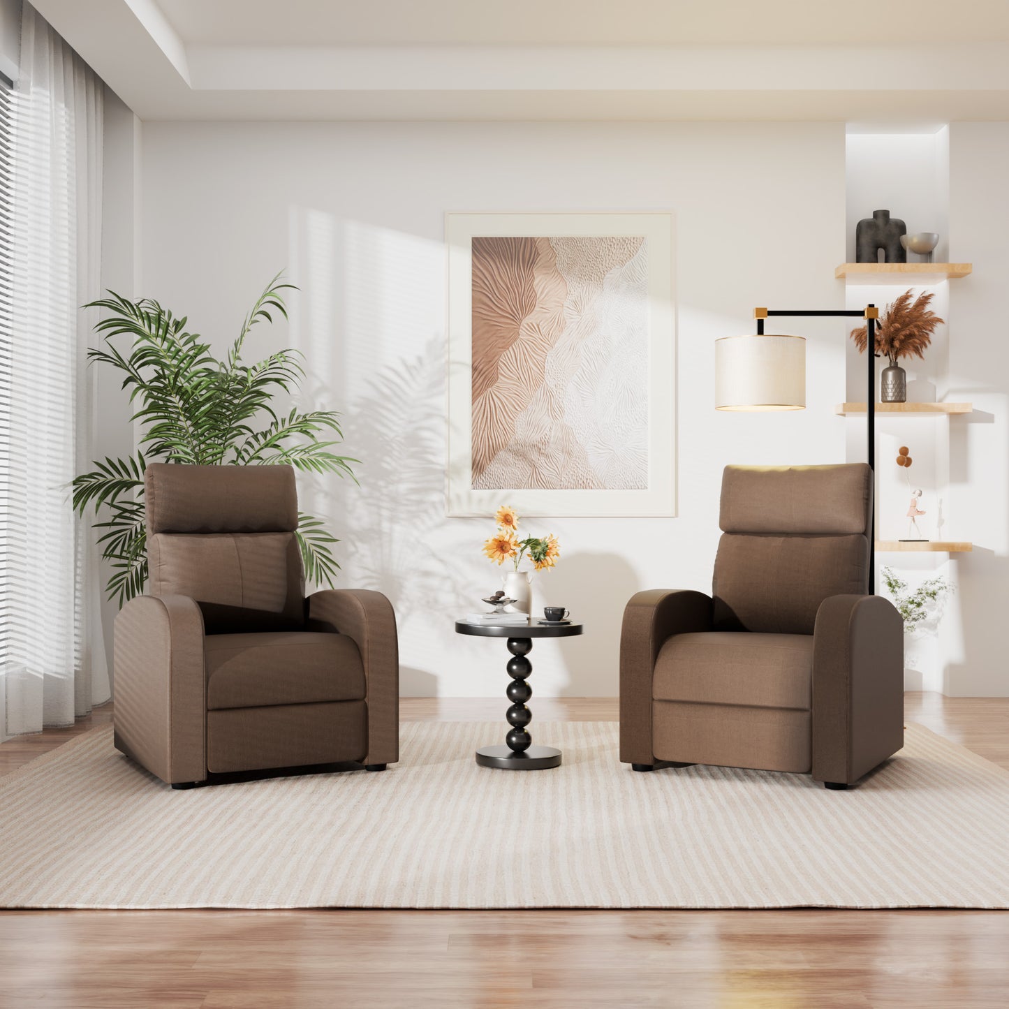 Furmax Recliner Chair Pu Leather Single Sofa Home Theater Recliners with Lumbar Support for Living Room