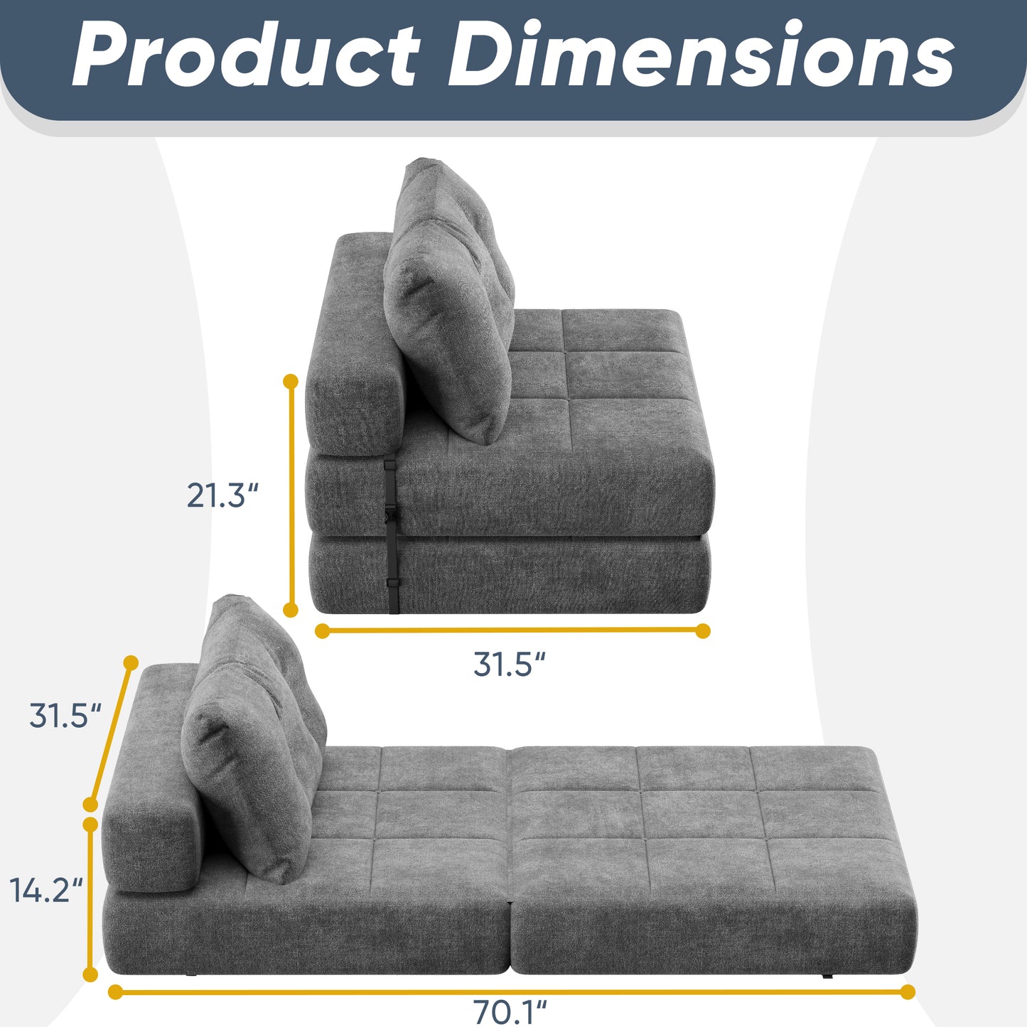 Furmax Futon Sofa Bed Folding Sofa Couch for Bedroom , Living Room