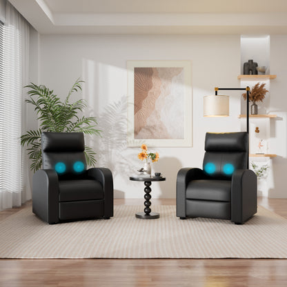 Furmax Recliner Chair Pu Leather Single Sofa Home Theater Recliners with 2 Point Massage Function for Living Room